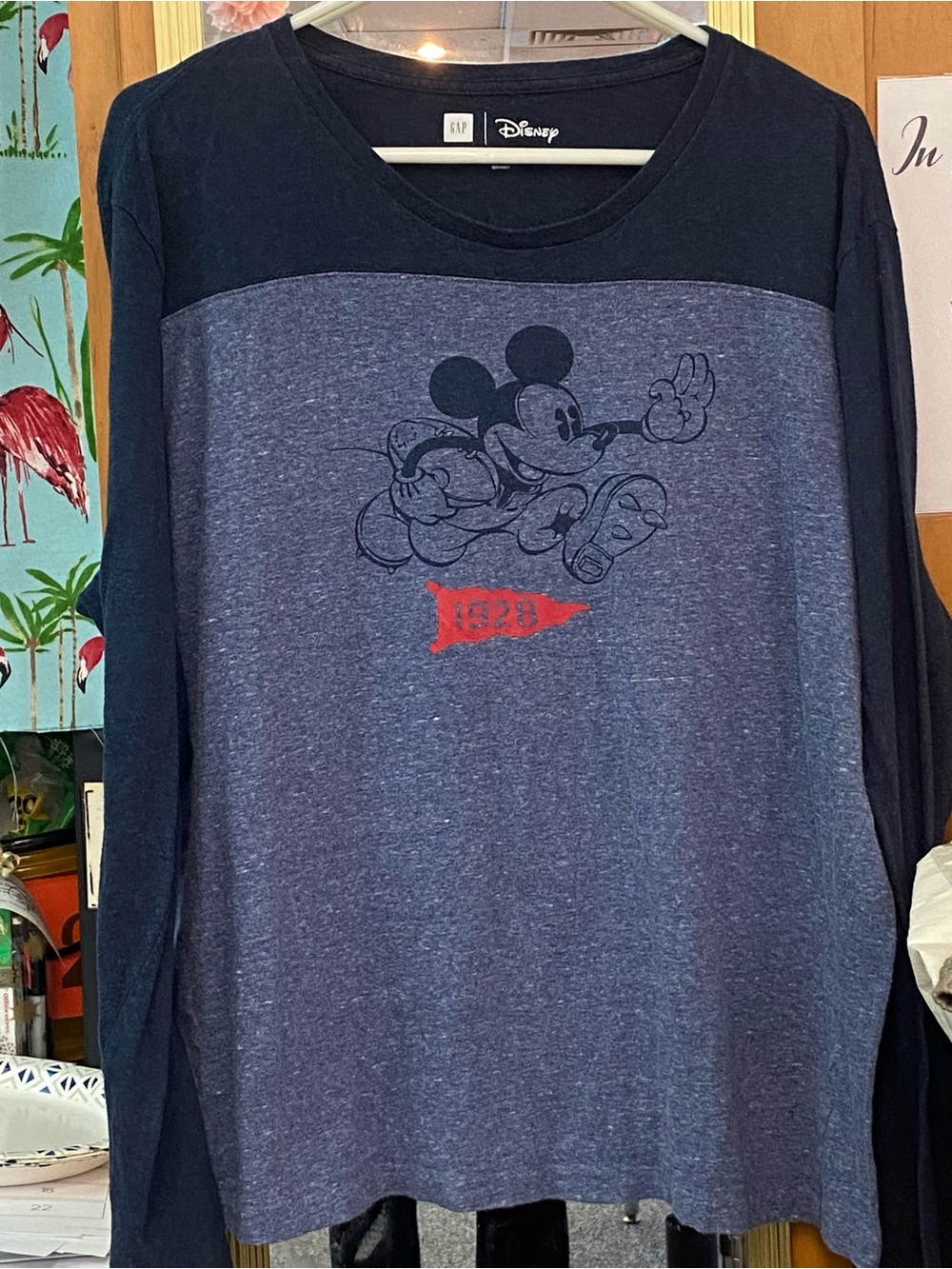 Disney GAP Men's Navy Mickey Mouse Long-Sleeve Shirt
